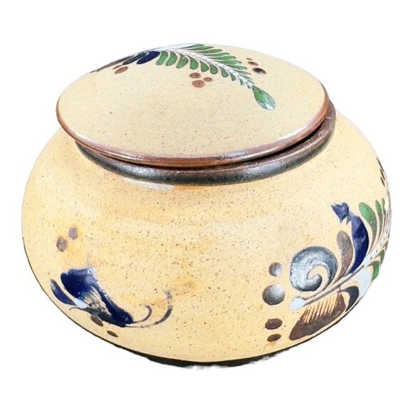 VTG Hand Painted Covered Dish Jewelry Storage Box Mexico Hand Painted Butterfly - Picture 10 of 12